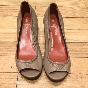 Cole Haan Patent Crinkled Leather Wedges
